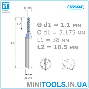 Микро сверло 1 шт. Ø 1,1 мм карбид вольфрама XCAN