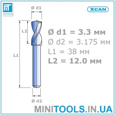 Сверло 1 шт. Ø 3,3 мм  хвостовик 3,175 мм (1/8") для плат (PCB) карбид вольфрама XCAN