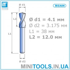Сверло 1 шт. Ø 4,1 мм  хвостовик 3,175 мм (1/8") для плат (PCB) карбид вольфрама XCAN