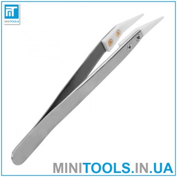 Пинцет изогнутый с керамическими наконечниками, антимагнитный, антистатический 125 мм